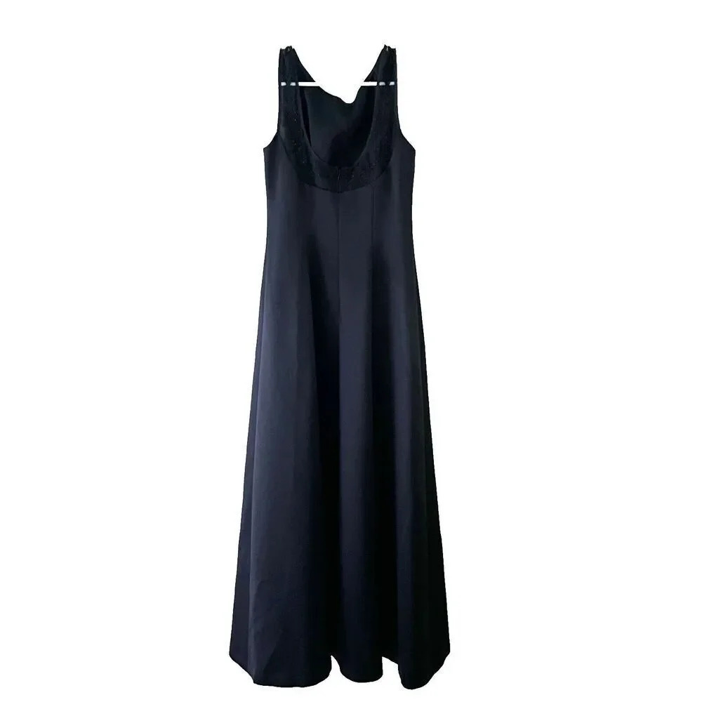Alex Evenings Womens Black Maxi Dress 4 Sleeveless Lace Scoop Neck Formal